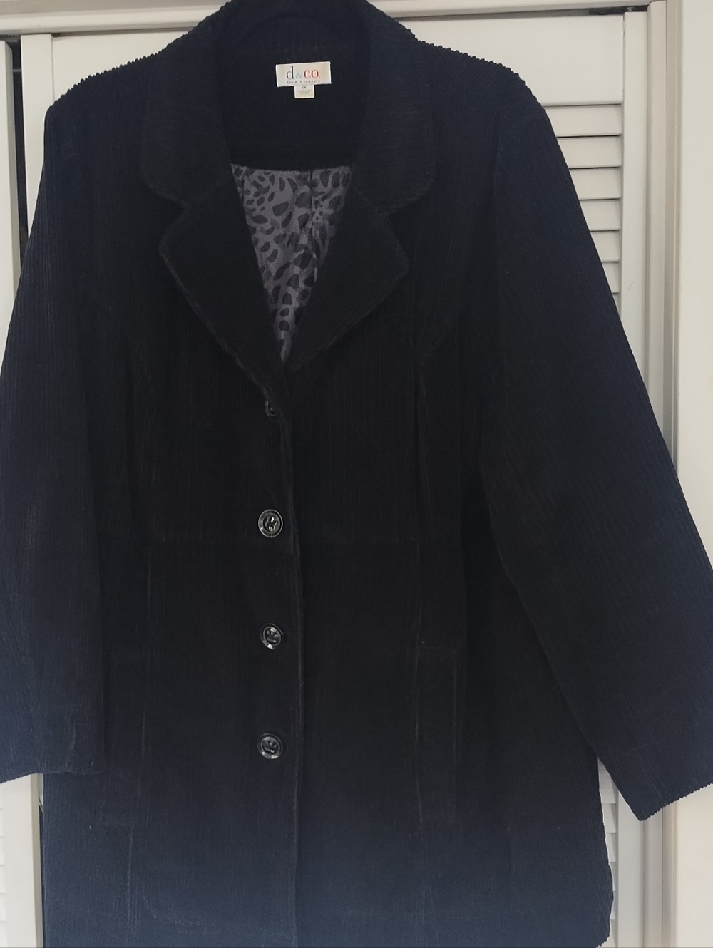 Denim&Co Black Corduroy Button-Front Coat
